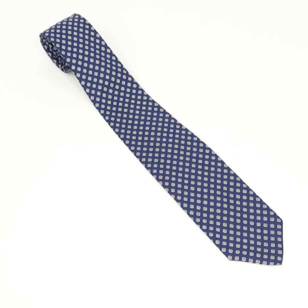 Carl Michaels Mens Tie Blue White‎ Geometric Short